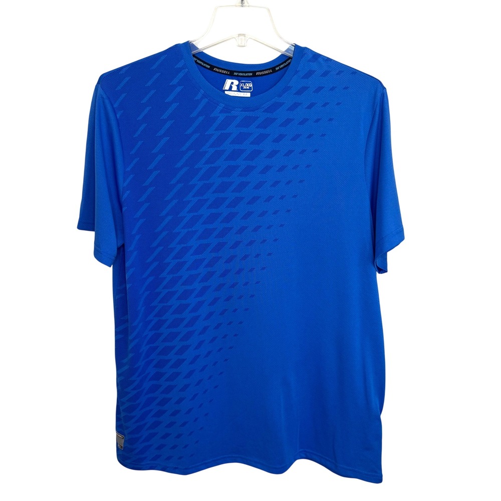 Active Training Performance Shirt Blue Mesh Russell 360 Ventilation XL Men